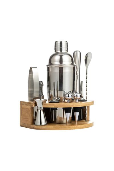 arvada Lewei MC-M12 Complete Bartender Kit with Bamboo Stand, 12 Pieces, 750 ml