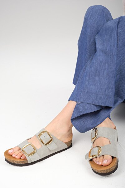 Mio Gusto Papuci de damă cu talpă ortopedică din plută Ines Gri