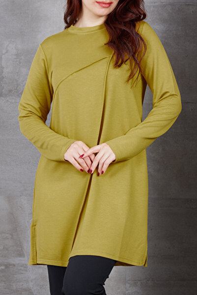 DPARİS Ribbed Side Slit Crew Neck Tunic