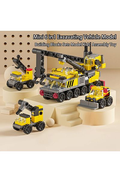 Choice Opp Bag 6in1 New Excavating Machinery Engineering Vehicle Crane Car Truck Material Handler Model Bui