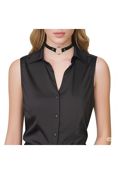 lovegame Cămașă neagră fără mâneci și choker din piele