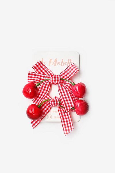 Le Mabelle Girl's 2-Piece Buckle Set with Red Cherry Figure