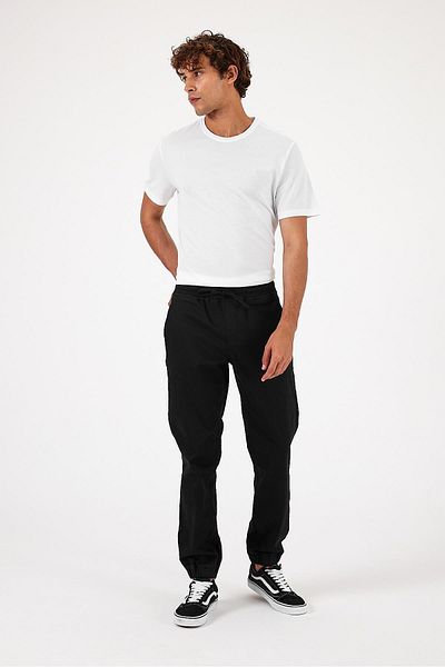 VENA Ανδρικό παντελόνι Simon μαύρο Slim Fit Gabardine Jogger