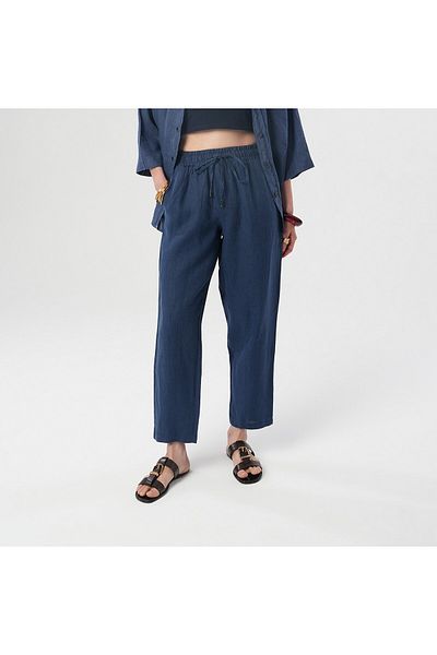 Orfeo Negro Women's 100% Linen Comfortable Fit Solid Color Pants