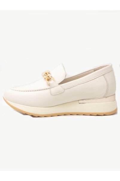 Mammamia D25Ya-03510 Cream Skin Leather Comfort Padding Women's Shoes