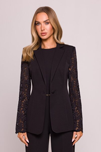 Made of Emotion LACE PANELS SINGLE BUTTON BLAZER