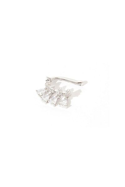 RİVUS Single Ear Cuff with Hanging Stone - Silver
