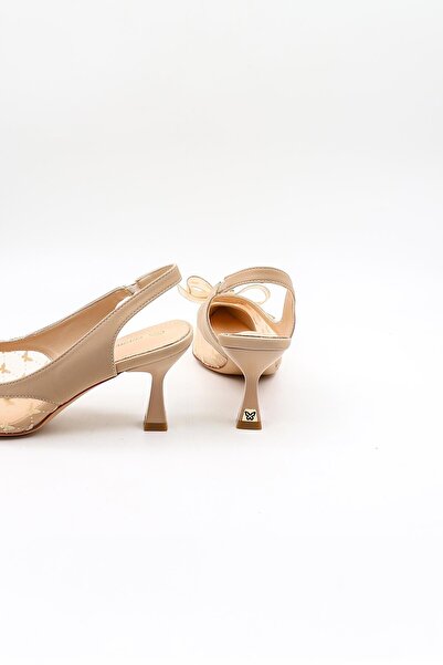 KRISTE BELL Short Heeled Bow Detailed Buckle Stiletto Kb1000 Beige