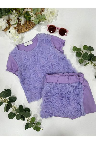 ChibuumKids Girl's Shorts Rose Set