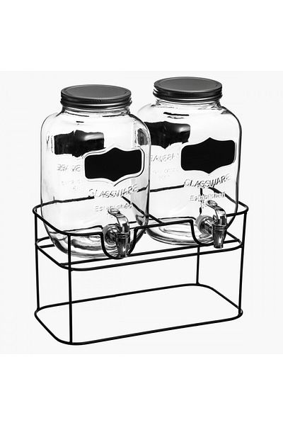 5FIVE Set of 2 Elty lemonade containers, glass, metal, 2 x 4 liters