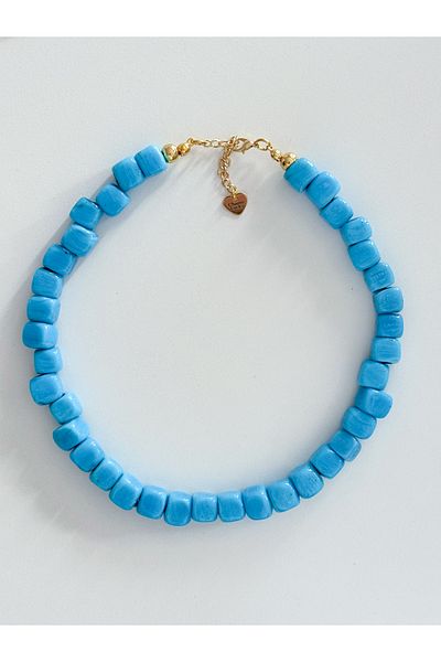 CHARMLUCKY Blue Glass Necklace