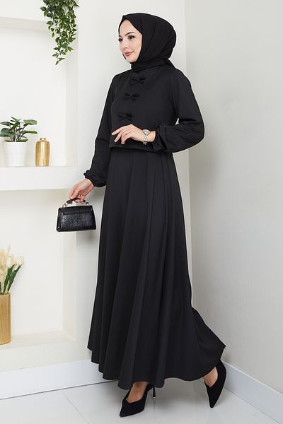 InStyle Black Suit with Skirt and Bow Detail