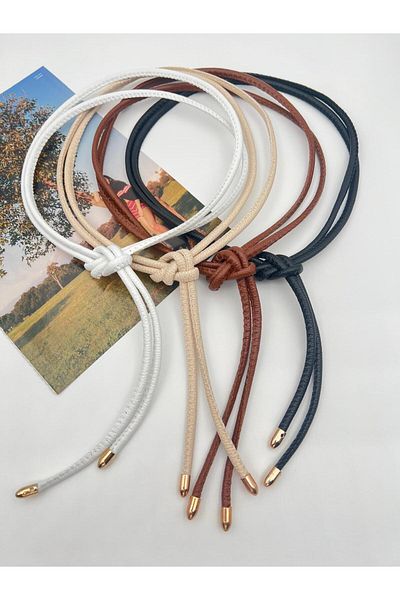 MODAM HİFA Set de 4 (negru, bronz, alb, bej) curea de legare pentru femei, curea de frânghie, curea de cămașă
