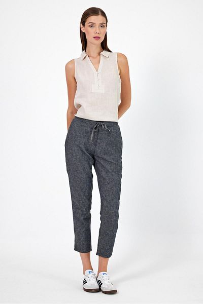 VENA Black Linen Beach Pants - Alian Brand, Elastic Waist