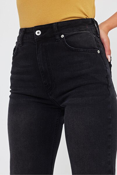 VENA Ψηλόμεσο γυναικείο τζιν παντελόνι - Marrakesh Black, Straight Fit