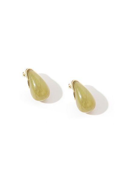 RİVUS Gold Framed Bone Drop Earrings - Green