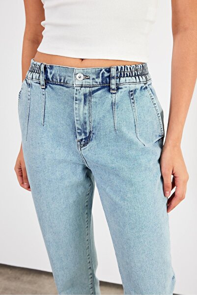 VENA Pantaloni de damă Norah, albastru gheață, cu talie elastică