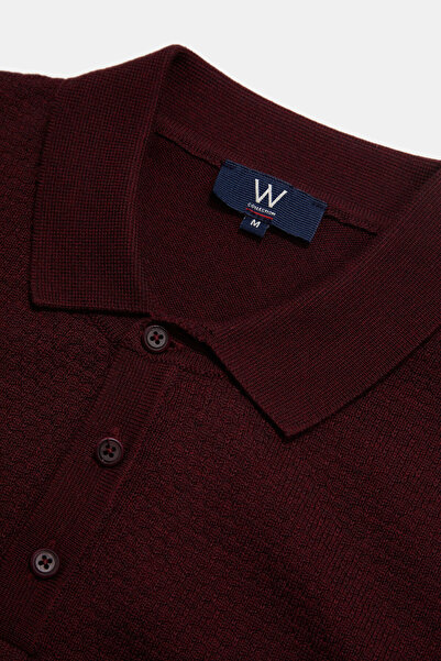 W Collection BURGUNDY POLO NECK LONG SLEEVE SWEATER