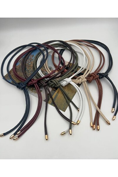 MODAM HİFA 8'Liset (Black, White, Taba, Khaki, Bordo, Beige, Hahve) Tie-Down Cord Women's Belt Jacket Belt Rope Belt