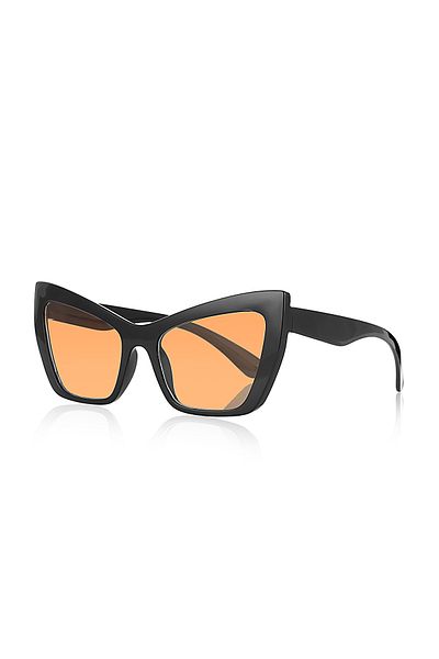 Kinary Cat Eye Women's Sunglasses Black Frame Orange Glass 1024