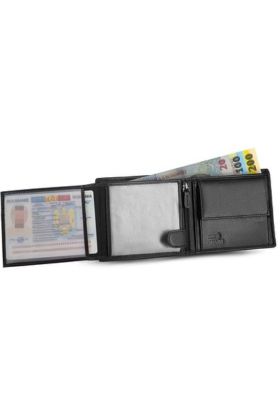 zagatto Men’s Leather Wallet with Card Slots, Fabriano, Black, 9.5x12.5x2 cm, ZG-N992-F14