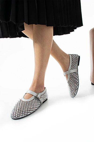 FOLLİNİ Balerina din plasă cu pietre aplicate pentru femei, argintiu