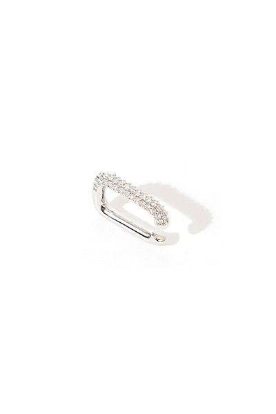 RİVUS Sparkling Single Ear Cuff with Frequent Stones - Silver
