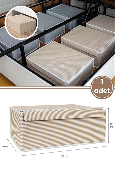 Flora Base Box Storage Box, Bed under Sofa Organizer Waterproof Cardboard Supported (50X40X19Cm) 1 Piece Brown