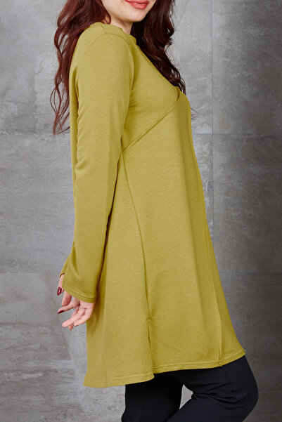 DPARİS Ribbed Side Slit Crew Neck Tunic