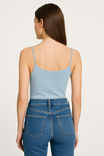 HNX Pamuklu Ince Askılı Fitilli Kadın Atlet | Navy