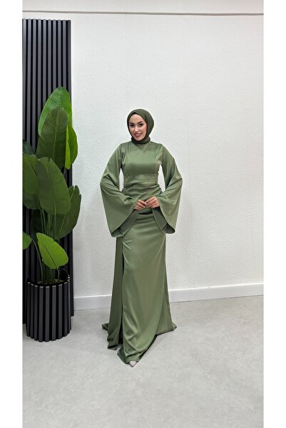 modasusev Ισπανικό βραδινό φόρεμα με σατέν μανίκι