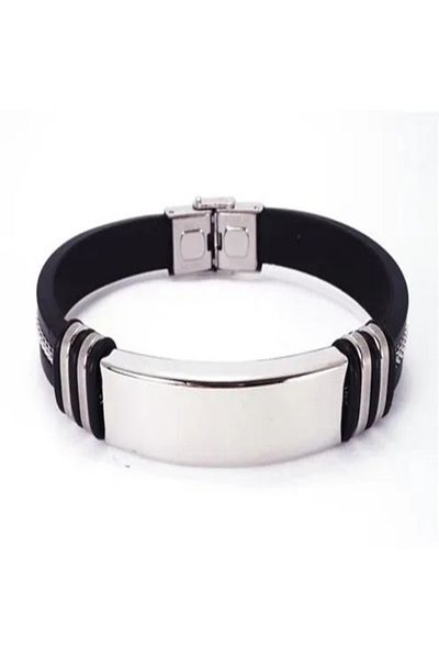 OSMANLI GÜMÜŞ Name Written Rubber Steel Men's Bracelet Imprint White Model