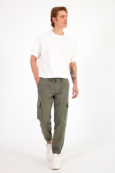 VENA Ανδρικό παντελόνι Lukas Khaki Slim Fit Gabardine Cargo