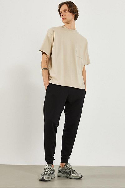 VENA Ανδρικό φούτερ Μαύρο Slim Fit με ελαστικά πόδια