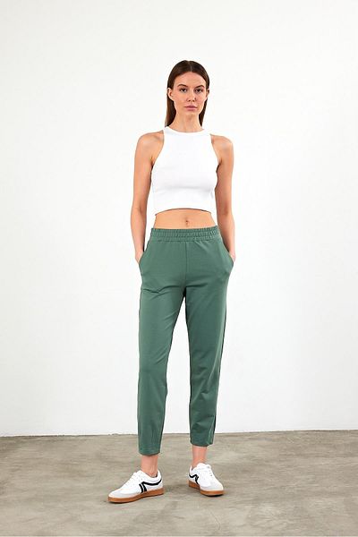VENA Γυναικείο παντελόνι Norah Lake Green Casual Cut