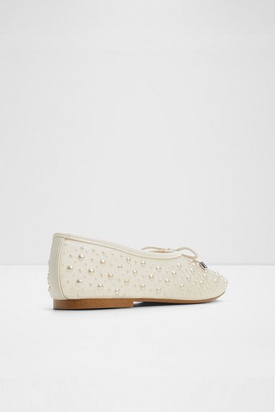 Aldo Joselıe - Women's Textile White-Ecru Flat Laceless Ballerinas & Mary Jane Shoes
