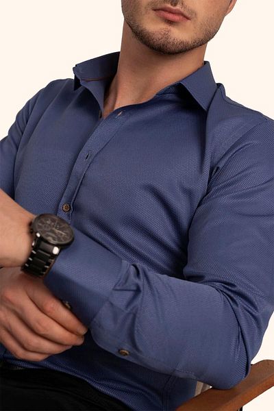 Etikmen Ανδρικό πουκάμισο Indigo Brown Button Slimfit Gift Boxed