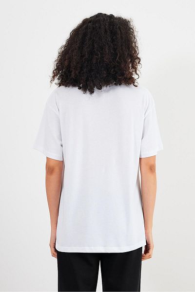 VENA Tricou supradimensionat cu logo Vena alb imprimat pentru femei
