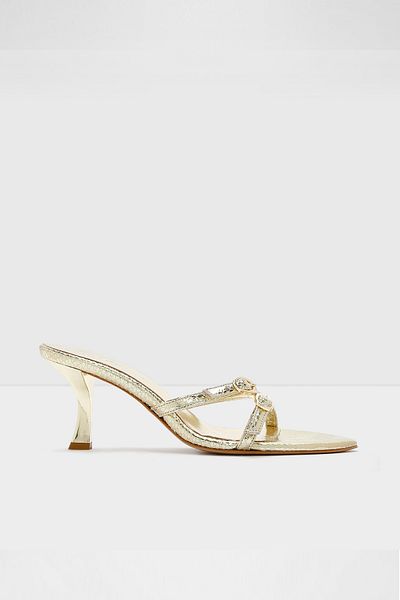Aldo Leyna-Tr - Gold Colored Faux Leather Women's Heeled Slippers