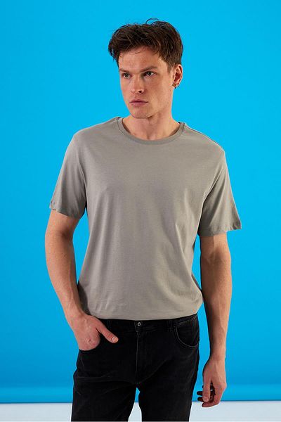 VENA Danny Gray Men's Cotton Crew Neck T-Shirt