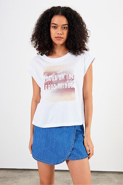 VENA Tricou cu imprimeu alb Focus damă