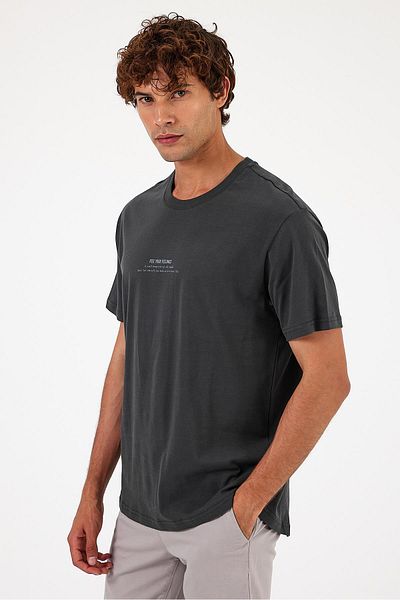 VENA Ανδρικό μπλουζάκι Feelings Anthracite - Crew Neck, εμπριμέ, κανονική εφαρμογή