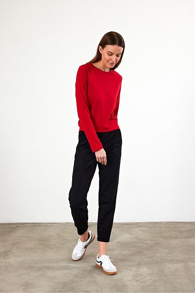VENA Women's Gloria Red Crew Neck Regular Fit Basic T-Shirt