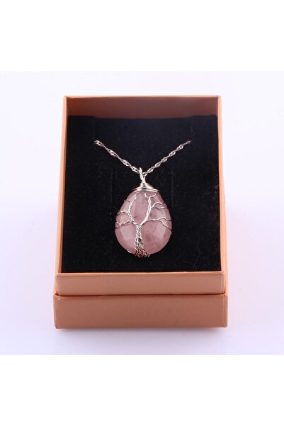 OSMANLI DOĞAL TAŞ Sertifikalı Pembe Kuvars Doğal Taş Damla Kolye Ucu - M387