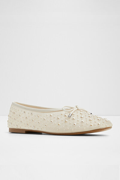 Aldo Joselıe - Women's Textile White-Ecru Flat Laceless Ballerinas & Mary Jane Shoes