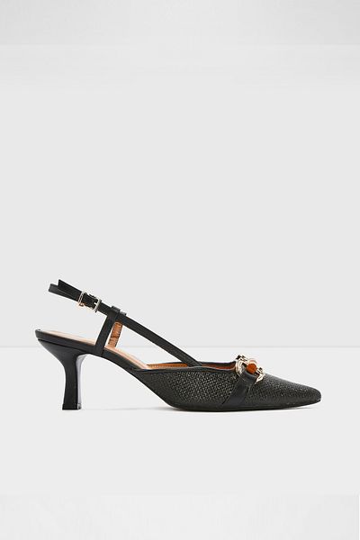 Aldo LINDY-TR - Pantofi cu toc de damă din piele naturală cu spatele deschis negru