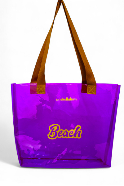 umbellatum Women's Beach Bag Transparent Printed Pvc Beach Shoulder Bag - 40 Micron Thick Pvc