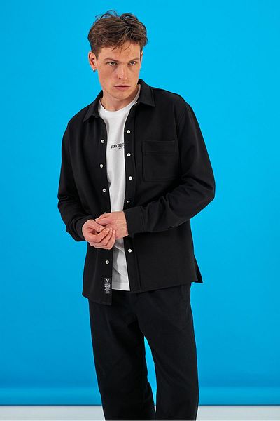 VENA Мъжка памучна риза Clark Black Regular Fit