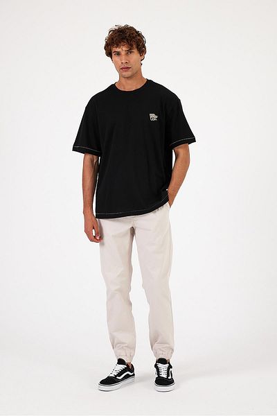 VENA Μαύρο ανδρικό μπλουζάκι Oversize - Sam Printed