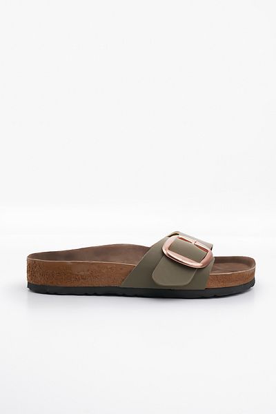 Blyss Women's Slippers Khaki Nubuck Leather Skin Summer Single Buckle Adjustable Stylish Daily Slippers